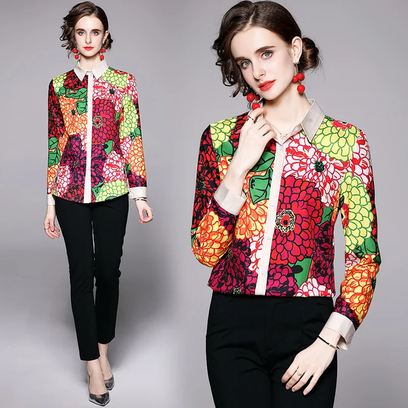 Autumn Women Floral Blouses Vintage Oversize Long Sleeve Turn Down Collar Single Breasted Tops Flower Print Runway Shirt 1773
Autumn Women Floral Blouses Vintage Oversize Long Sleeve Turn Down Collar Single Breasted Tops Flower Print Runway Shirt 1773