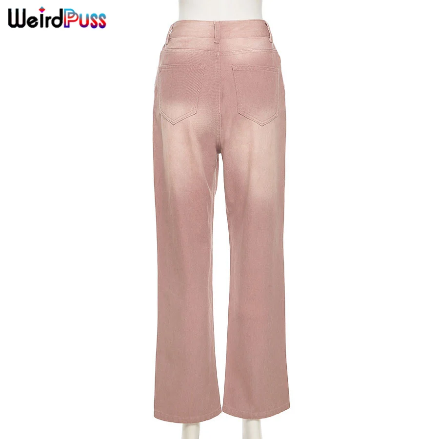 Weird Puss Y2K Hole Pink High Waist Jeans Women Cotton Street Casual Wild Baggy Denim Trousers Pocket Autumn Distressed Pants
Weird Puss Y2K Hole Pink High Waist Jeans Women Cotton Street Casual Wild Baggy Denim Trousers Pocket Autumn Distressed Pants