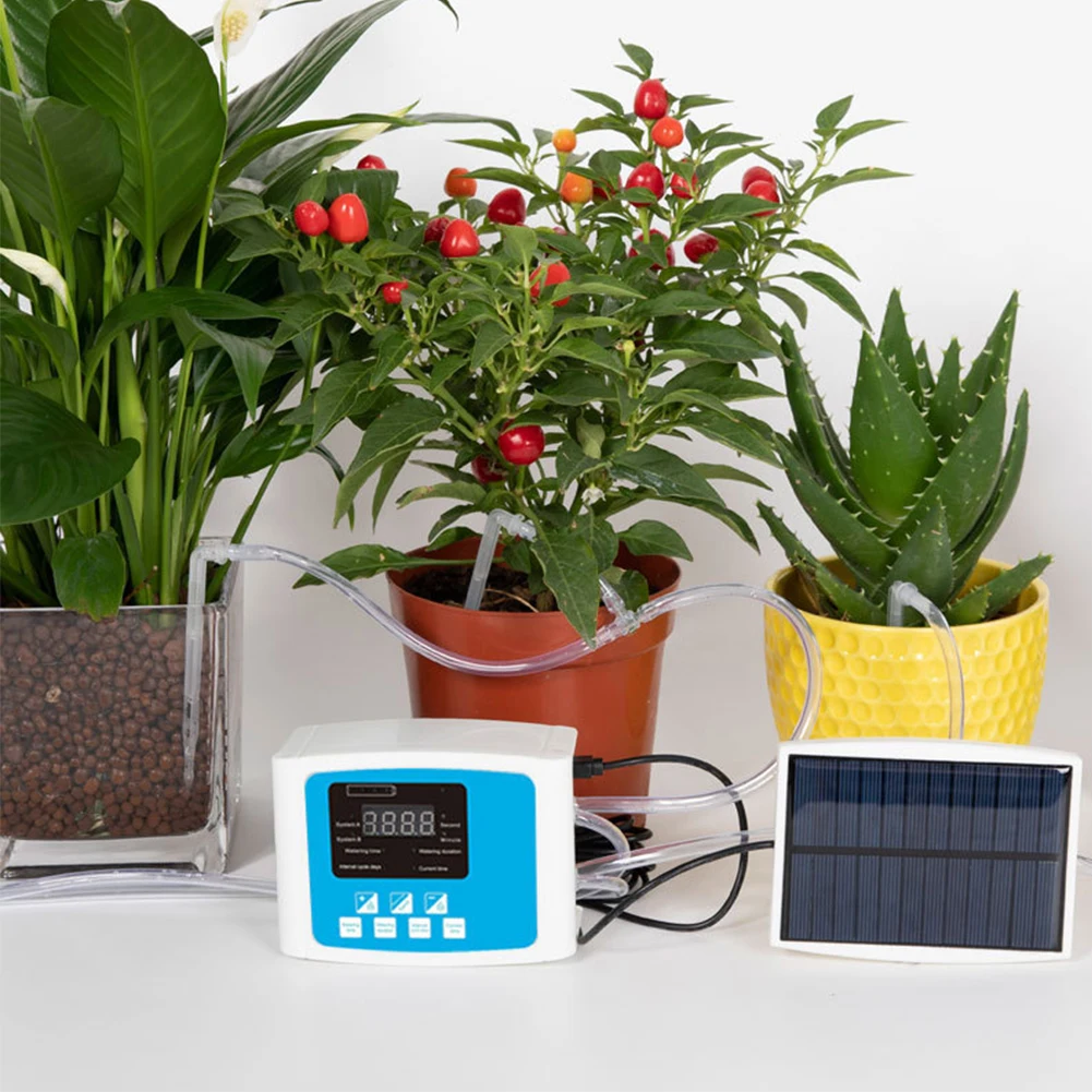 Automatic Drip Irrigation Kit Solar Powered Self Watering System Programmable Timer Setting for Indoor Potted Plants
Automatic Drip Irrigation Kit Solar Powered Self Watering System Programmable Timer Setting for Indoor Potted Plants
