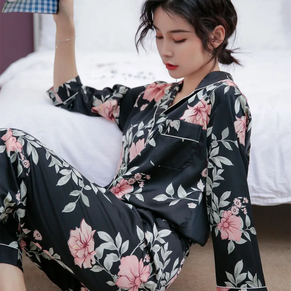 Plus Size Womens Silk Satin Pajamas Pyjamas Set Long Sleeve Sleepwear Pijama Pajamas Suit Female Sleep Two Piece Set Loungewear
Plus Size Womens Silk Satin Pajamas Pyjamas Set Long Sleeve Sleepwear Pijama Pajamas Suit Female Sleep Two Piece Set Loungewear
