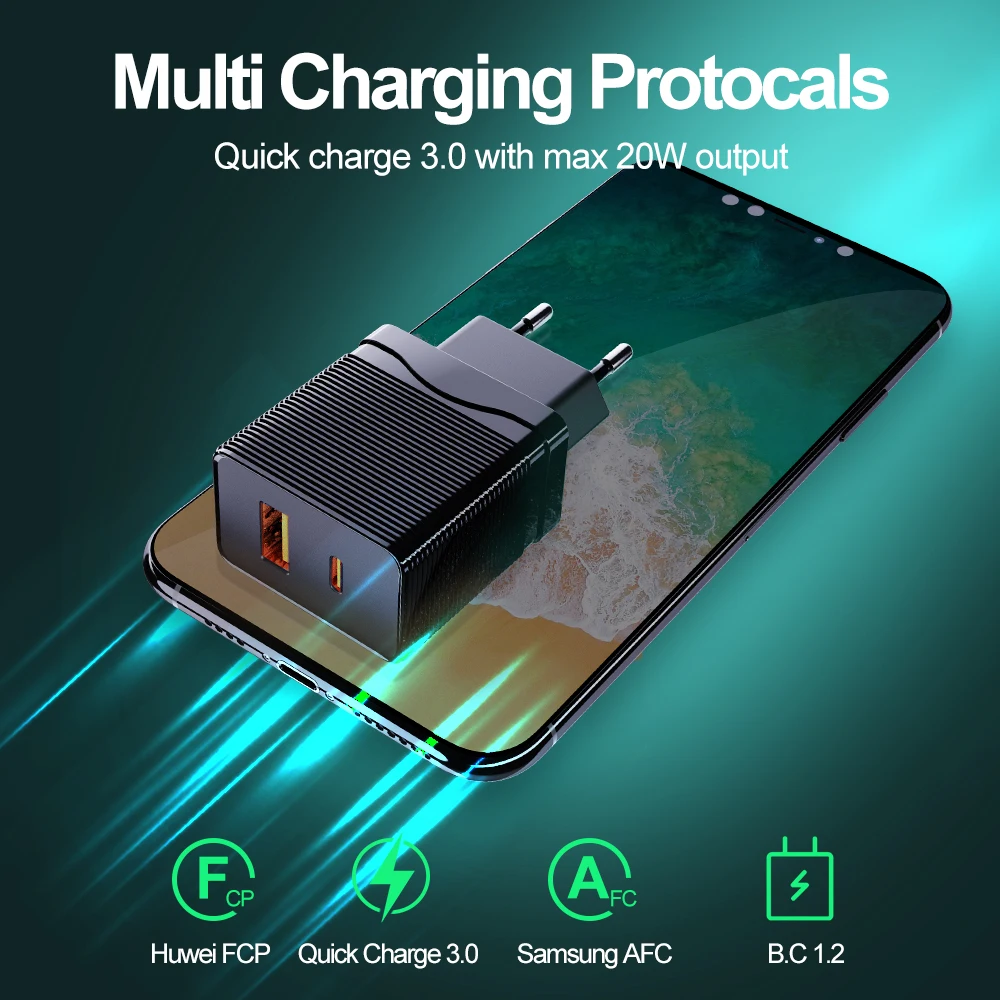 YKZ Quick Charge 4.0 3.0 QC PD Charger 20W QC4.0 QC3.0 USB Type C Fast Charger for iPhone 12 X Xs 8 For Xiaomi Phone PD Charger
YKZ Quick Charge 4.0 3.0 QC PD Charger 20W QC4.0 QC3.0 USB Type C Fast Charger for iPhone 12 X Xs 8 For Xiaomi Phone PD Charger