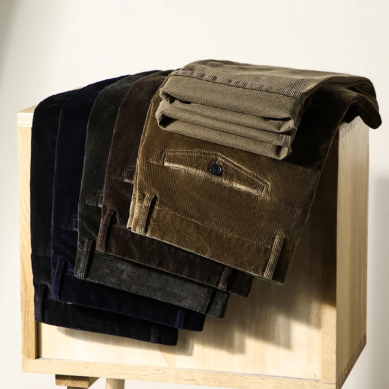 Men's Corduroy Fabric Business Casual Pants 2021 New Autumn Winter Thick Men High Waist Elastic Regular Dress Classic Trouser
Men's Corduroy Fabric Business Casual Pants 2021 New Autumn Winter Thick Men High Waist Elastic Regular Dress Classic Trouser