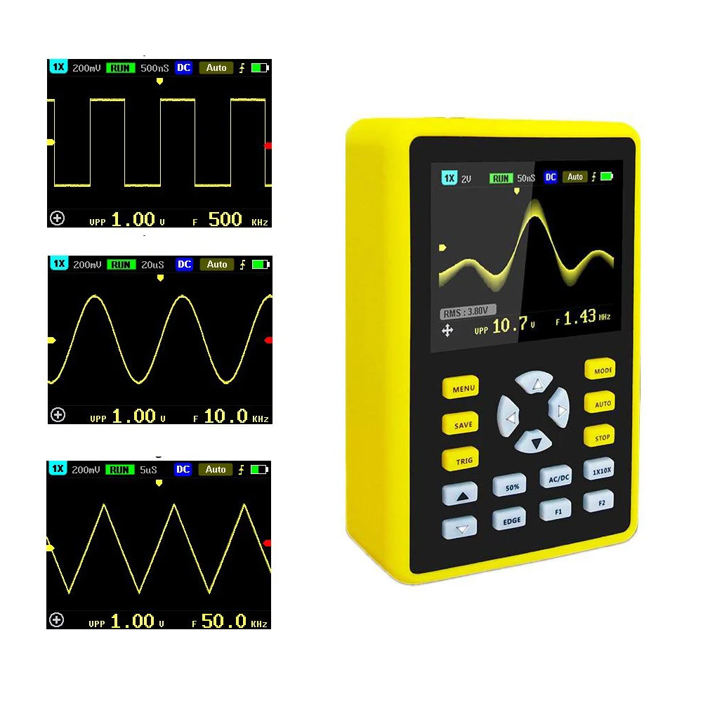 5012H 2.4-Inch Screen Digital Oscilloscope 500MS/S Sampling Rate 100MHz Analog Bandwidth Support Waveform Storage
5012H 2.4-Inch Screen Digital Oscilloscope 500MS/S Sampling Rate 100MHz Analog Bandwidth Support Waveform Storage