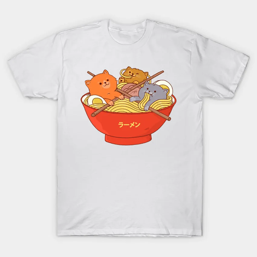 Футболка Ramen and cats футболка с кошками Неко юмми вкусный котенок рамен кавайный суп