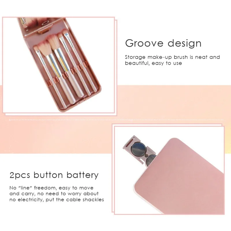 Makeup Brush With LED Light For Storage Compact Portable LED Lighted Travel Makeup Mirror Cosmetic Brush Tools Set
Makeup Brush With LED Light For Storage Compact Portable LED Lighted Travel Makeup Mirror Cosmetic Brush Tools Set