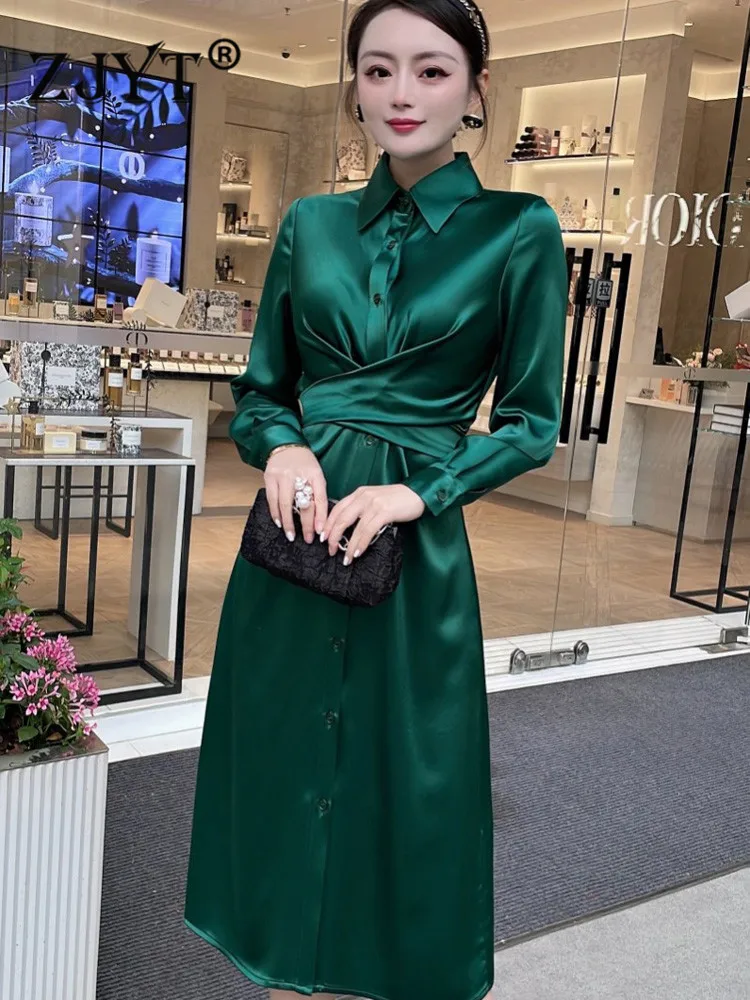 2022 New Elegant Designer Long Sleeve Single Breasted Cross Bandage Midi Satin Shirt Dress Spring Woman Clothes Simple Vestidos
2022 New Elegant Designer Long Sleeve Single Breasted Cross Bandage Midi Satin Shirt Dress Spring Woman Clothes Simple Vestidos