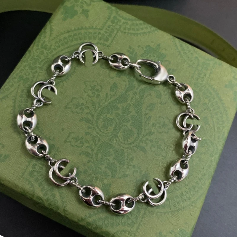 Ag 925 Sterling Silver Bracelet Original 1:1 High Quality Men’s Jewelry Luxury Retro Jewelry Versatile Style Exquisite Trend 
Ag 925 Sterling Silver Bracelet Original 1:1 High Quality Men’s Jewelry Luxury Retro Jewelry Versatile Style Exquisite Trend