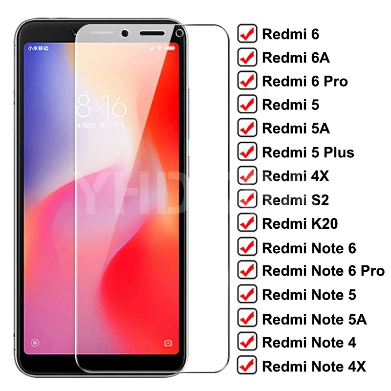 Защитное стекло 9D для Xiaomi Redmi 6 Pro 6A 5 Plus 5A 4X S2 Note 4 Pro|Защитные стёкла и плёнки
