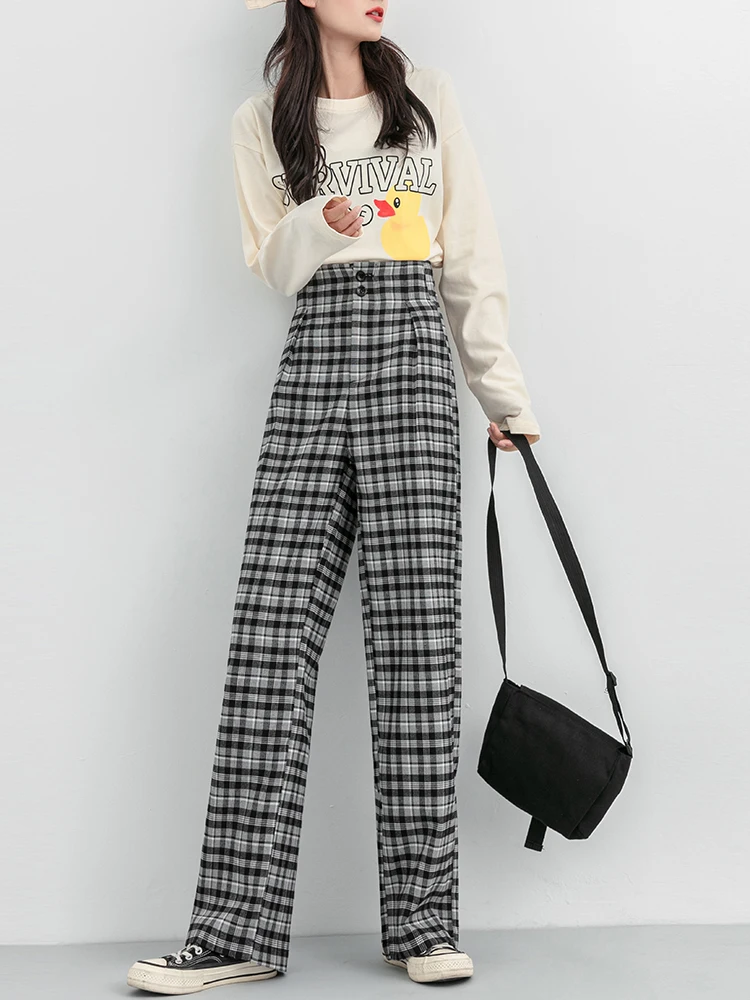 2021 Japan Style Vintage Women's Plaid Trousers Spring Autumn Wide-Legged Tall Waist Straight Loose Mop Pants Plus Size Trouser
2021 Japan Style Vintage Women's Plaid Trousers Spring Autumn Wide-Legged Tall Waist Straight Loose Mop Pants Plus Size Trouser