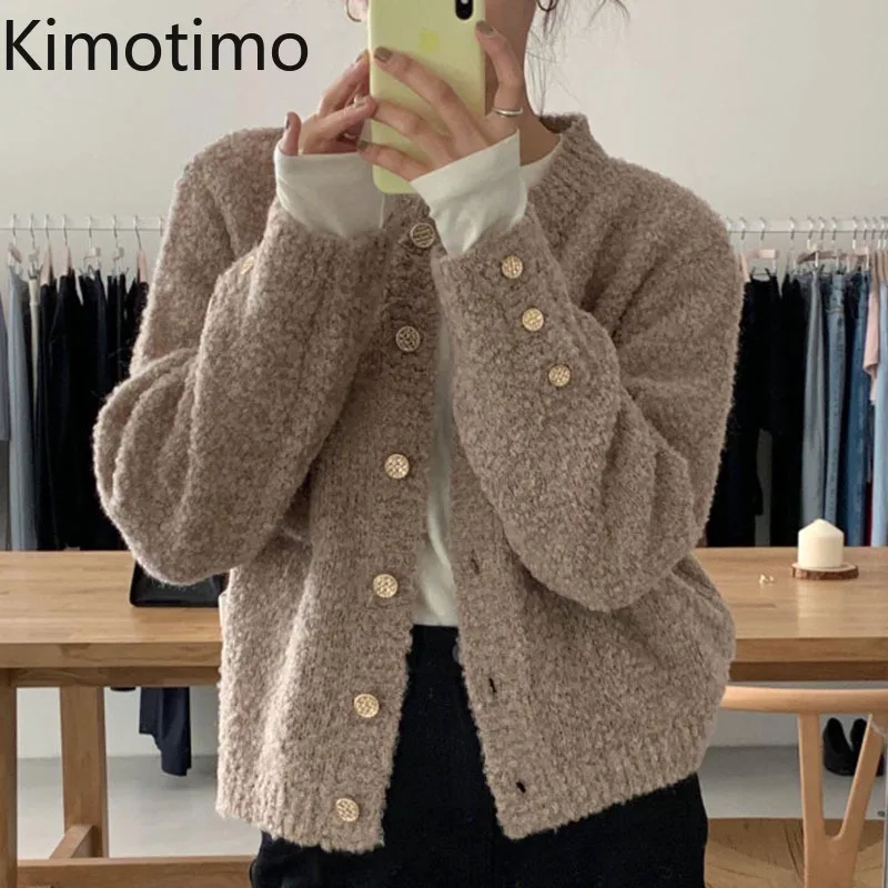 Kimotimo Cardigan Women Korean Chic Casual O-neck Metal Button Sweater Coat 2021 Autumn New Pocket Design Long Sleeve Cardigans 
Kimotimo Cardigan Women Korean Chic Casual O-neck Metal Button Sweater Coat 2021 Autumn New Pocket Design Long Sleeve Cardigans