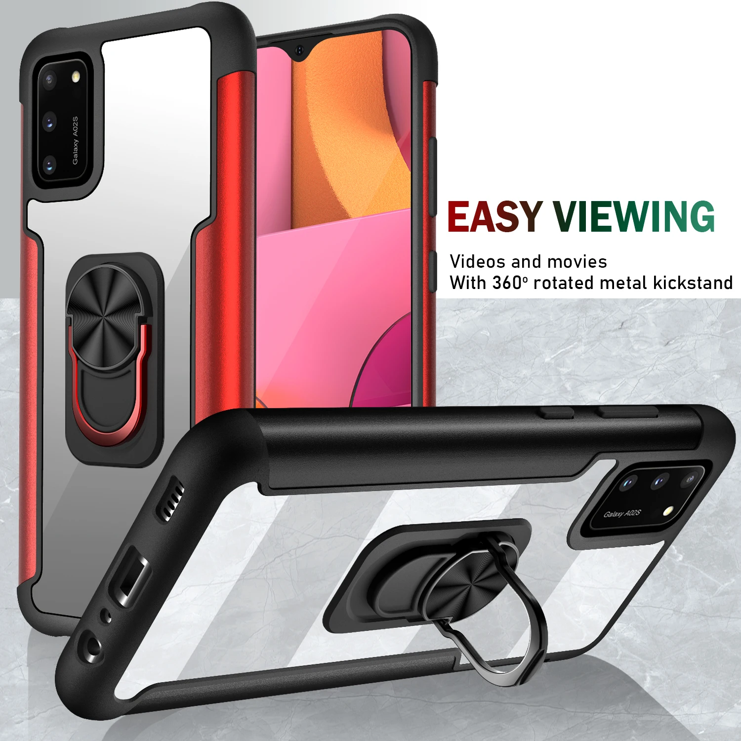 Magnetic Ring Holder Armor Shockproof Case For Samsung Galaxy A02S Metal Bumper Soft TPU Frame Hard PC Transpanet Back Cover
Magnetic Ring Holder Armor Shockproof Case For Samsung Galaxy A02S Metal Bumper Soft TPU Frame Hard PC Transpanet Back Cover