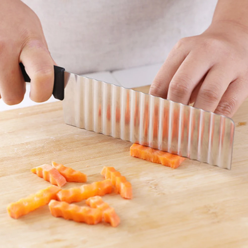 Crinkle Potato Cutter Stainless Steel French Fries Slicer Knife with Handle Wavy Chopper for Vegetable Fruit Carrot Kitchen Tool
Crinkle Potato Cutter Stainless Steel French Fries Slicer Knife with Handle Wavy Chopper for Vegetable Fruit Carrot Kitchen Tool