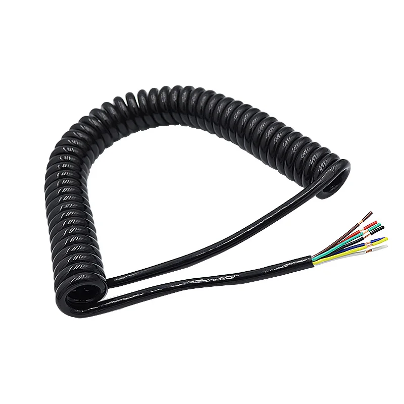 

Spring Spiral Black Cable 7/8Cores 22/20/18AWG Stretchable Wire Shrinkable Cable Power Extension Cord Telescopic Wire
