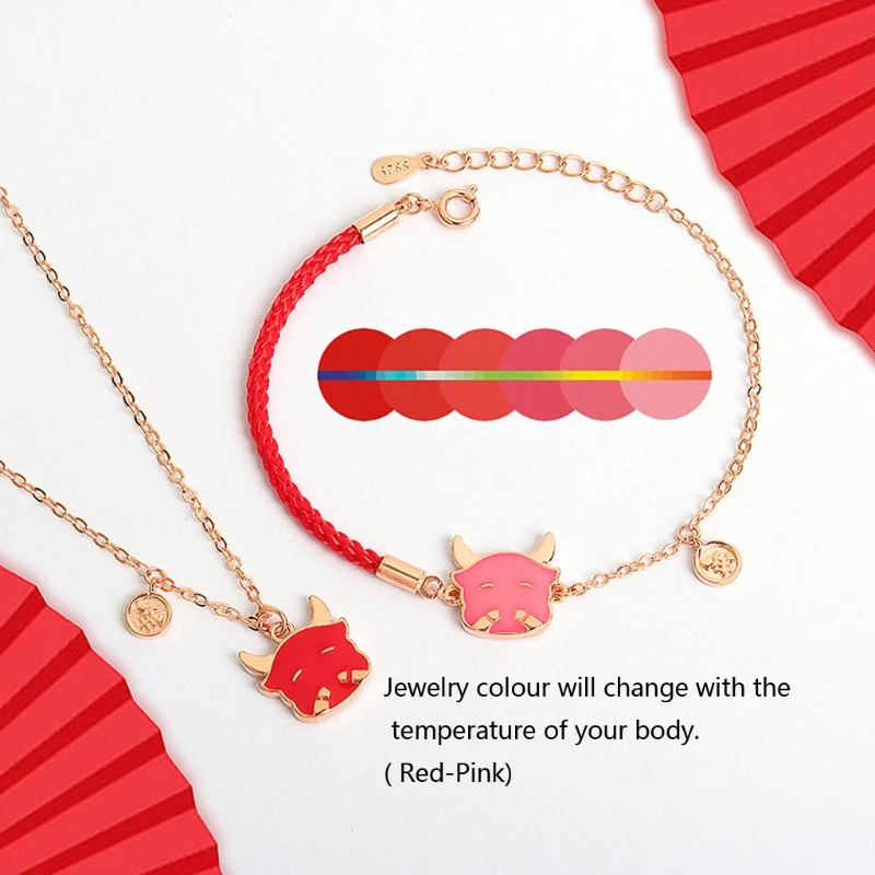 2021 Color Change Mood Chinese Ox New Year Lucky Cow Blessing Bracelets Temperature Sensing Cow Pendant Necklace Jewelry
2021 Color Change Mood Chinese Ox New Year Lucky Cow Blessing Bracelets Temperature Sensing Cow Pendant Necklace Jewelry