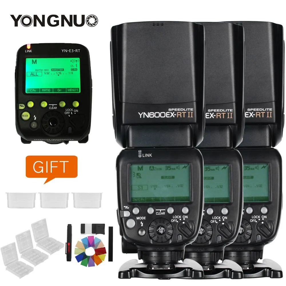 3x YONGNUO YN600EX-RT II 2 4G Wireless HSS 1/8000s Master TTL Flash Speedlite + speedii Trigger для Canon 7D 6D 70D 60D 5D - купить по