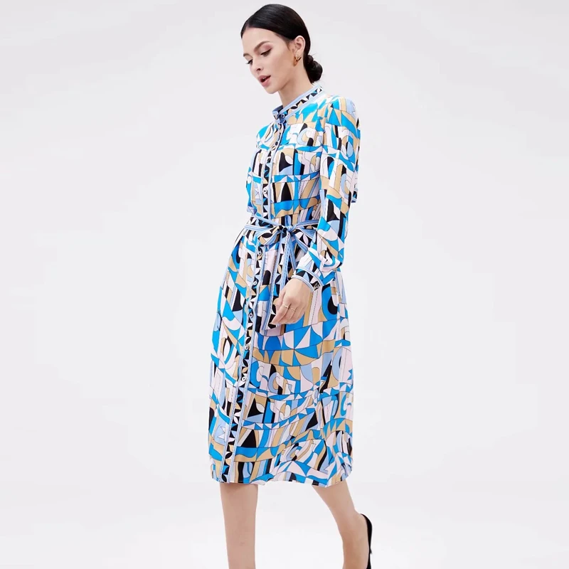 Fashion Shirt Dress Runway Spring Summer Long Sleeve Contrast Color Print Elegant Midi Dresses
Fashion Shirt Dress Runway Spring Summer Long Sleeve Contrast Color Print Elegant Midi Dresses