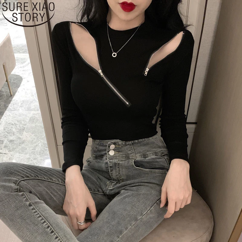 Autumn Sexy Slim Women Fashion Tshirt O-neck Irregular Zipper Off-Shoulder White Black T-shirts Tops for Women Clothing 17779
Autumn Sexy Slim Women Fashion Tshirt O-neck Irregular Zipper Off-Shoulder White Black T-shirts Tops for Women Clothing 17779
