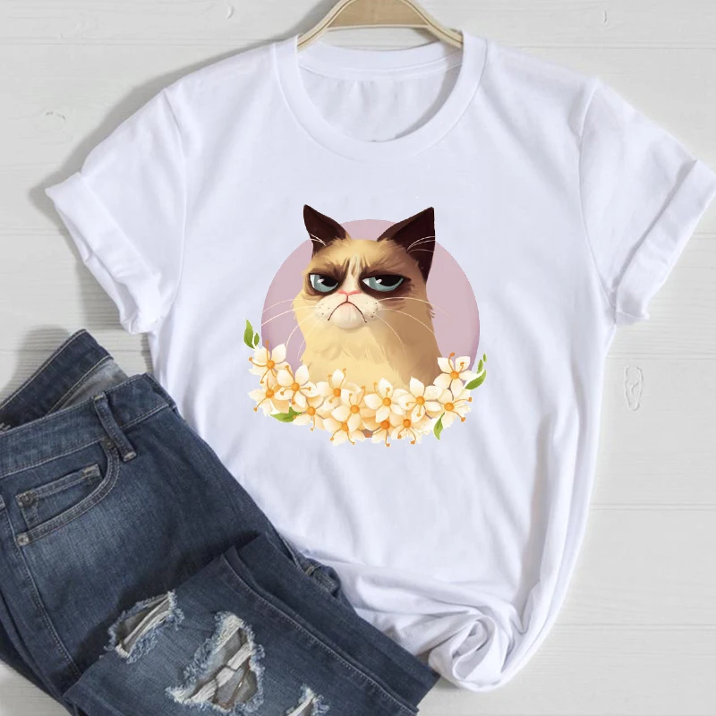 Summer 2021 kawaii Cat Funny Face Flower Floral 90s Fashion Clothes Graphic T-shirts Women Top Lady Print Female Harajuku Tee
Summer 2021 kawaii Cat Funny Face Flower Floral 90s Fashion Clothes Graphic T-shirts Women Top Lady Print Female Harajuku Tee