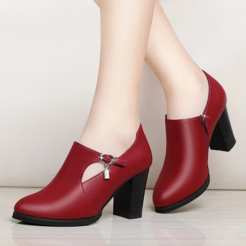 Square High Heels Women Shoes Genuine Leather Ankle Boots For Lady Pointed Toe Side Zipper Female Pumps Shoes Autumn I0067
Square High Heels Women Shoes Genuine Leather Ankle Boots For Lady Pointed Toe Side Zipper Female Pumps Shoes Autumn I0067