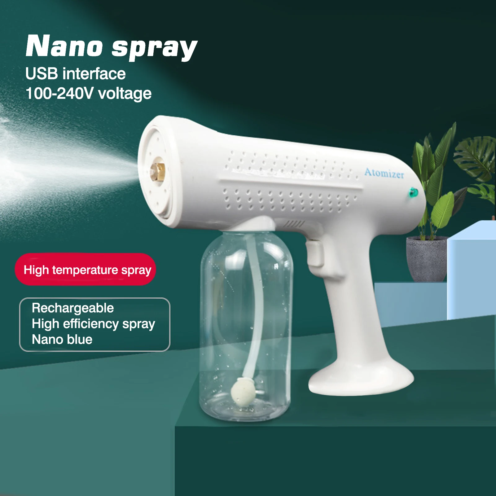 Wireless Nano Atomization Handheld Nebulizer Portable Atomizer 500ML Blue LED Strong Light Atomizing Fogger Disinfection Sprayer
Wireless Nano Atomization Handheld Nebulizer Portable Atomizer 500ML Blue LED Strong Light Atomizing Fogger Disinfection Sprayer