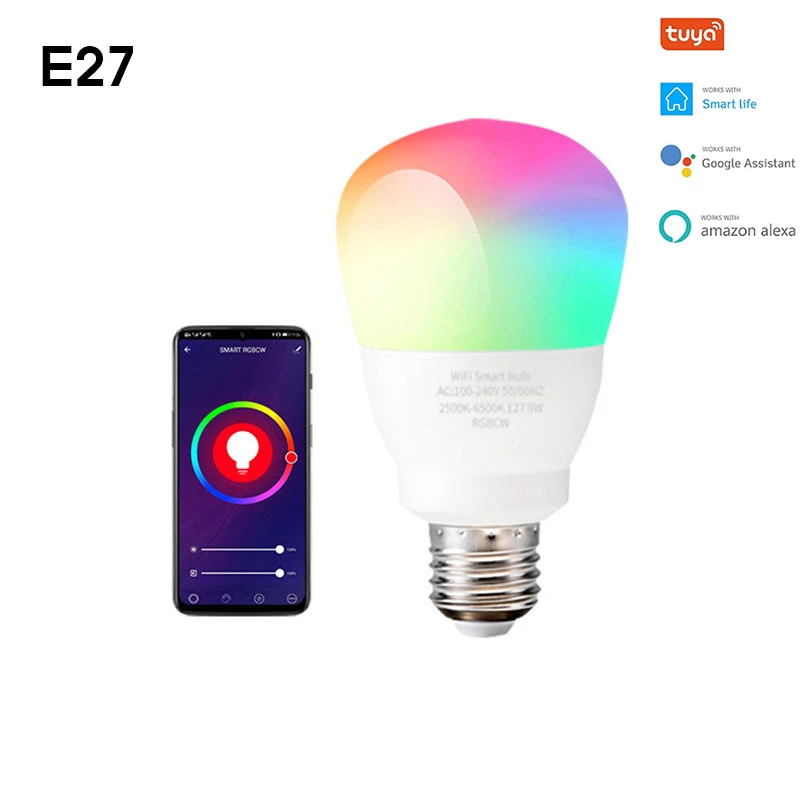 Tuya Smart WiFi E27/E26 Bulb RGB Colorful Light LED Bulb Smart Home APP Remote Control Voice Control Work With Alexa Google Home
Tuya Smart WiFi E27/E26 Bulb RGB Colorful Light LED Bulb Smart Home APP Remote Control Voice Control Work With Alexa Google Home