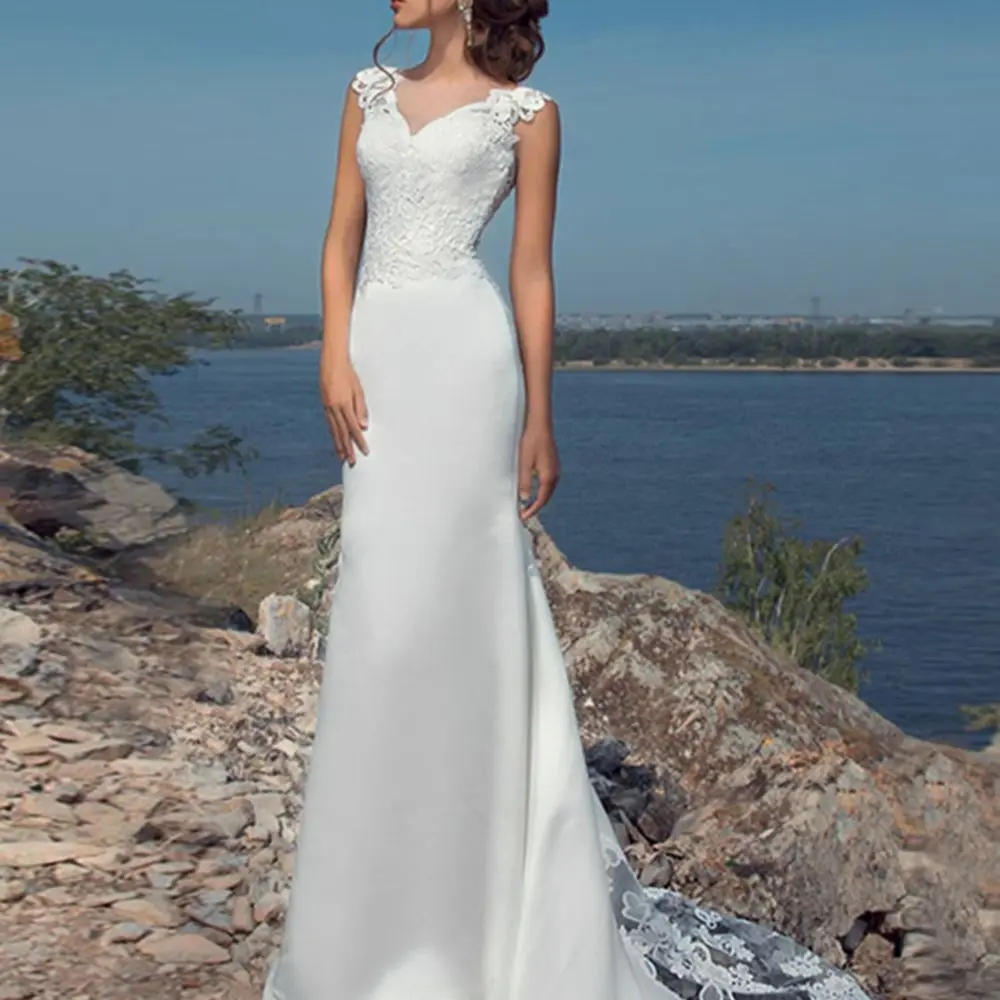 Beach V-Neck Mermaid Wedding Dress 2021 Lace Applique Sleeveless Sweep Train Bridal Gown Bride Vestido De Novia Elegant Women
Beach V-Neck Mermaid Wedding Dress 2021 Lace Applique Sleeveless Sweep Train Bridal Gown Bride Vestido De Novia Elegant Women