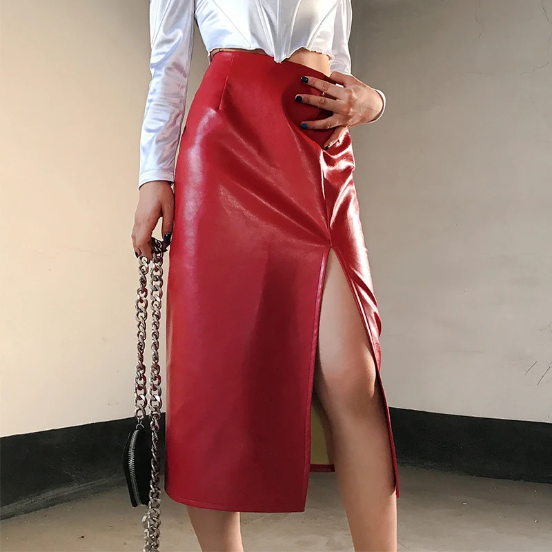 Missufe 2019 женские сексуальные кожаные юбки на молнии из искусственной кожи Высокая