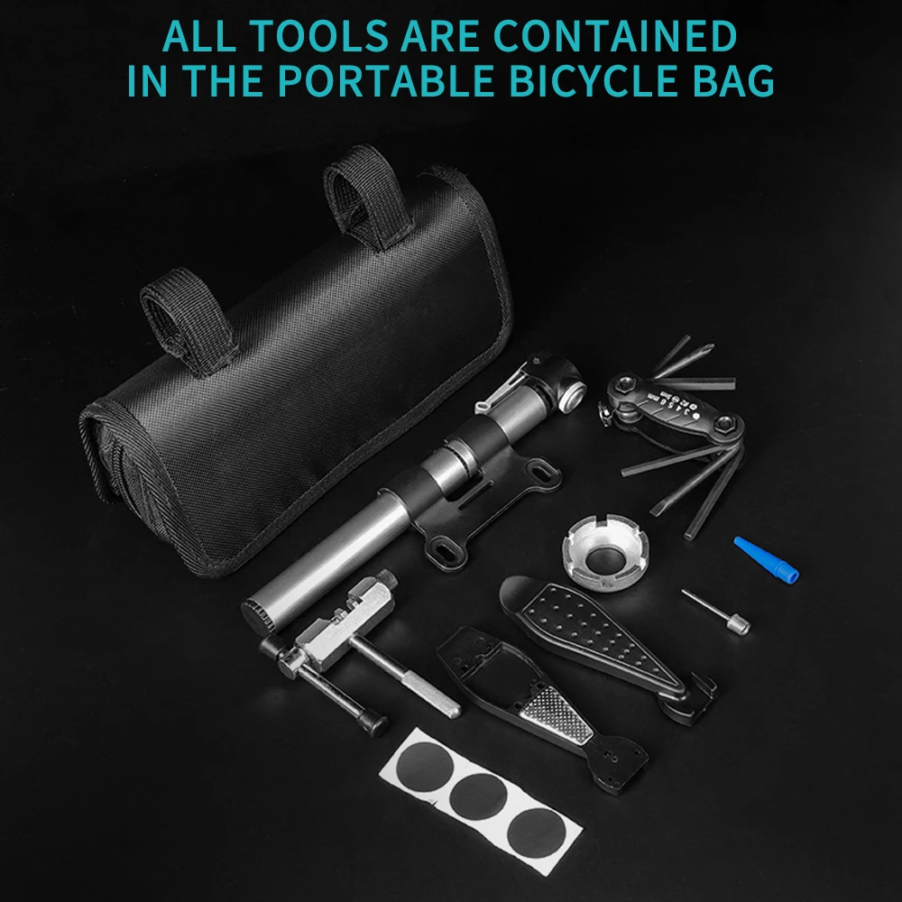 Bike Tire Repair Tool Kits Min Air Pump Portable Bag Tire Repair Set Bicycle Multifunctional Maintenance Tool Essentials Bag
Bike Tire Repair Tool Kits Min Air Pump Portable Bag Tire Repair Set Bicycle Multifunctional Maintenance Tool Essentials Bag