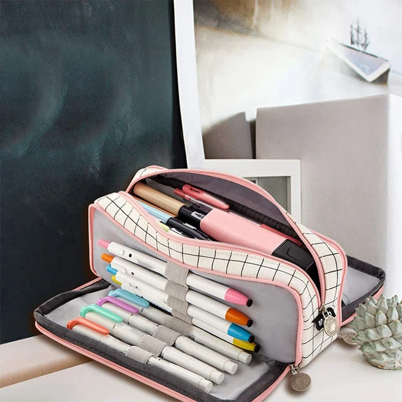 ANGOO 2 Pcs Large Pencil Case Big Capacity 3 Compartments Canvas Pencil Pouch, White Pink & Black
ANGOO 2 Pcs Large Pencil Case Big Capacity 3 Compartments Canvas Pencil Pouch, White Pink & Black