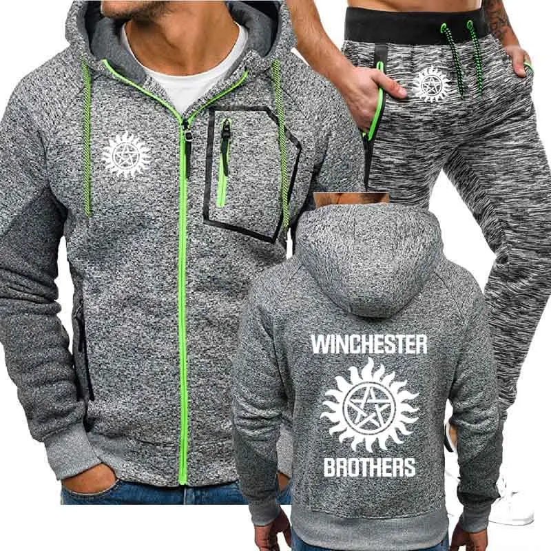 Unisex Spring Autumn Men's Sweatshirt Winchester Brothers Jackets High Quality Cotton Mens Jackets hoodie+Pants 2 Piece Set
Unisex Spring Autumn Men's Sweatshirt Winchester Brothers Jackets High Quality Cotton Mens Jackets hoodie+Pants 2 Piece Set