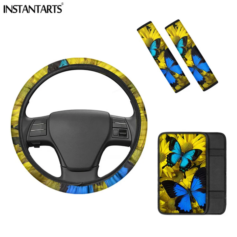 INSTANTARTS Non-slip Washable Steering Wheel Cover 4Set Butterfly 3D Car Center Console Covers Universal Steering Wheel Covers
INSTANTARTS Non-slip Washable Steering Wheel Cover 4Set Butterfly 3D Car Center Console Covers Universal Steering Wheel Covers