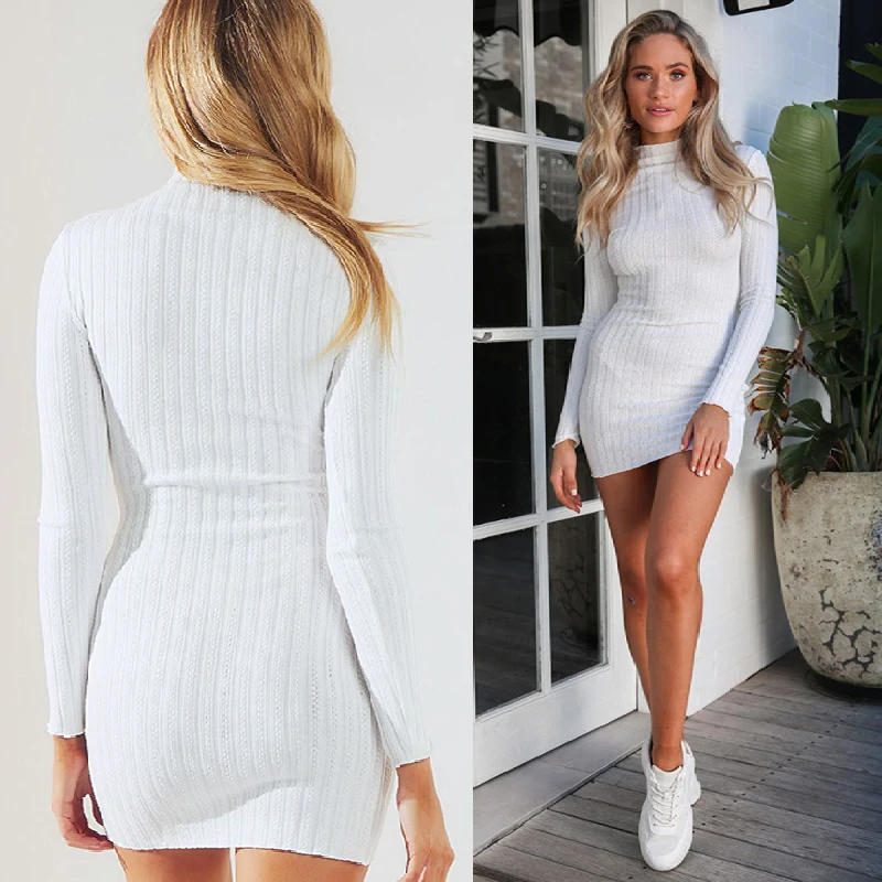 Autumn Knit O-neck Dress Slim Women 2020 Sexy Long-sleeved Solid Dress White Basis Bodycon Base Dress Party Club Midi Dress
Autumn Knit O-neck Dress Slim Women 2020 Sexy Long-sleeved Solid Dress White Basis Bodycon Base Dress Party Club Midi Dress