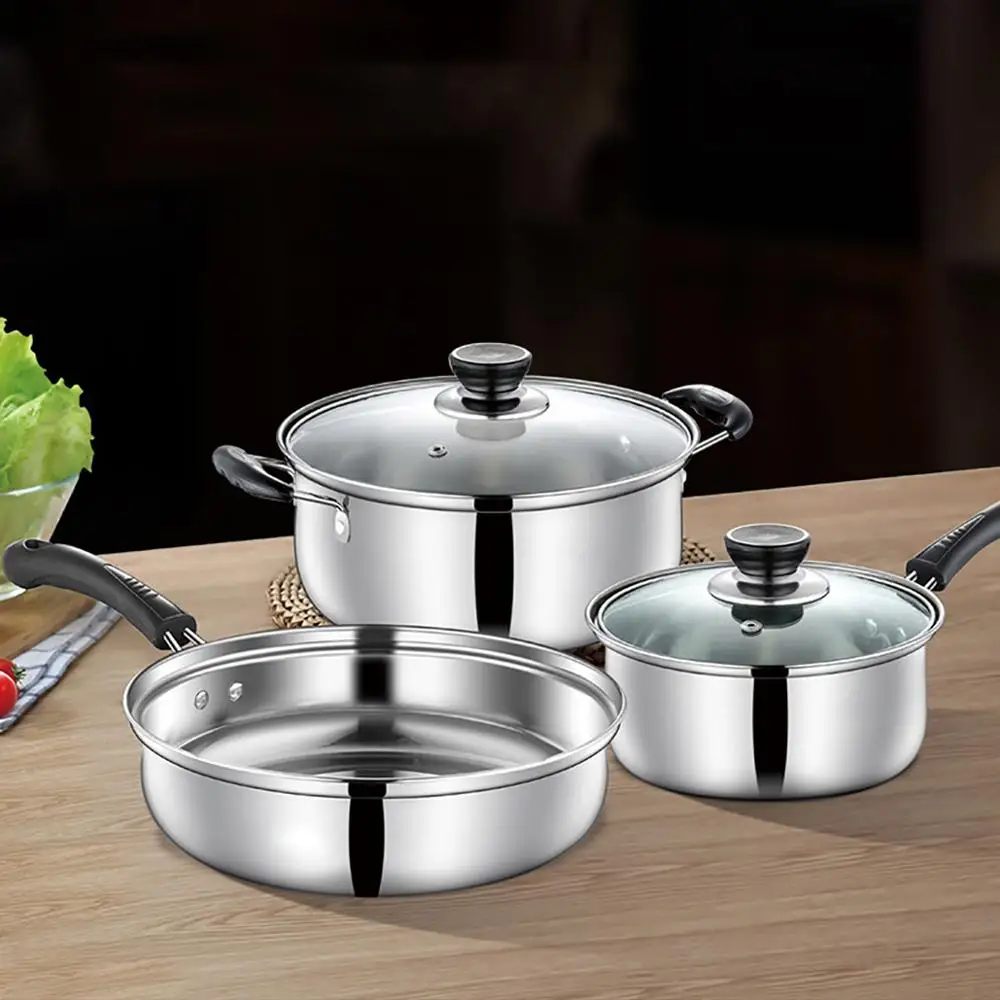 3Pcs/Set Stainless steel Pan Nonstick Iron Pot Cookware, Soup Pot with Lid+Milk Pot with Lid+Frying Pan
3Pcs/Set Stainless steel Pan Nonstick Iron Pot Cookware, Soup Pot with Lid+Milk Pot with Lid+Frying Pan