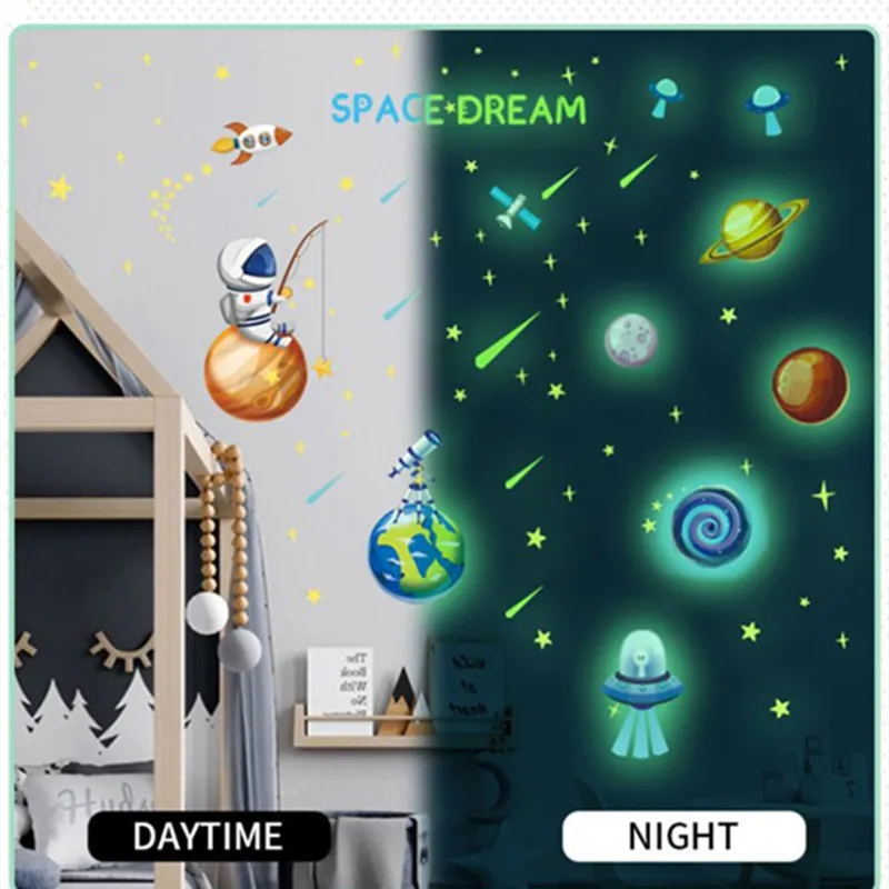 1 Set Luminous Space Planet Astronaut Wall Stickers Cartoon Fluorescent Space Dream Children's Room Green Light Wallpaper
1 Set Luminous Space Planet Astronaut Wall Stickers Cartoon Fluorescent Space Dream Children's Room Green Light Wallpaper