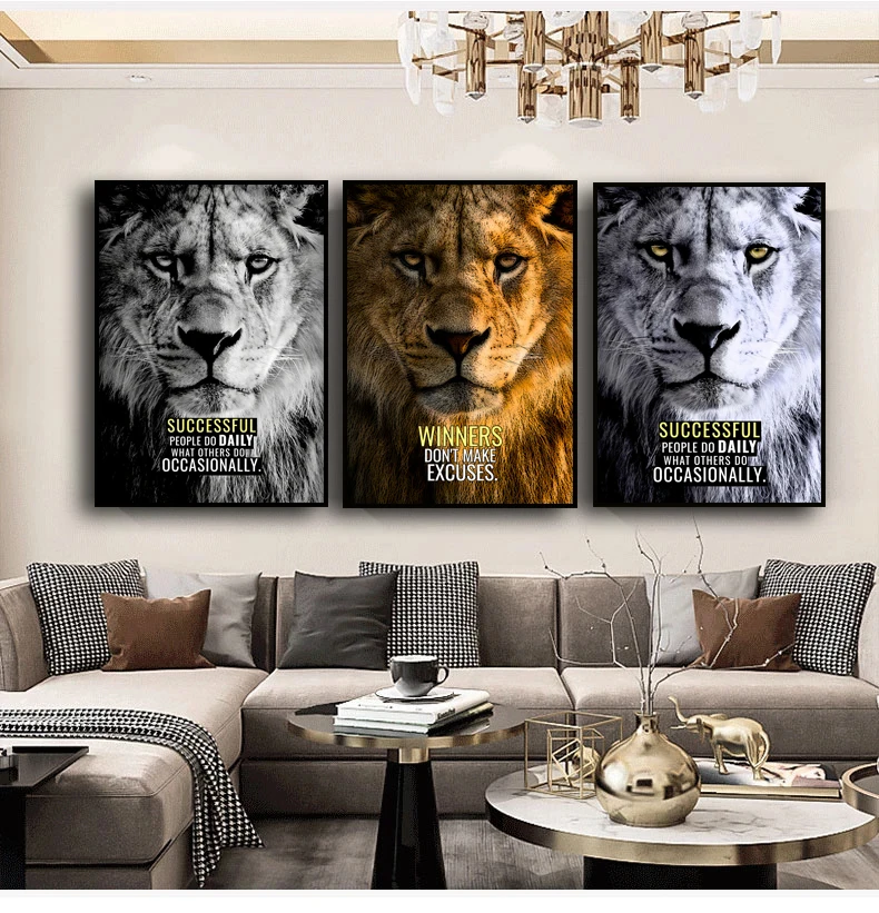 Animal Art Wild Lions Motivational Wall Art Posters Prints Modern Canvas Painting Wall Pictures for Office Bedroom Cuadros Decor
Animal Art Wild Lions Motivational Wall Art Posters Prints Modern Canvas Painting Wall Pictures for Office Bedroom Cuadros Decor