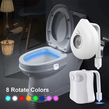 LED 8 Colors Toilet Decorative Light Waterproof Motion Sensor Bathroom Night Light with Replaceable Battery IP65 for RestroomLED