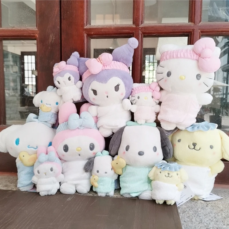 

New Kawaii Sanrio Bath Towel Kuromi Cinnamon Dog Melody Pudding Dog Kitty Anime Plush Doll Christmas Children's Cartoon Toy Gift