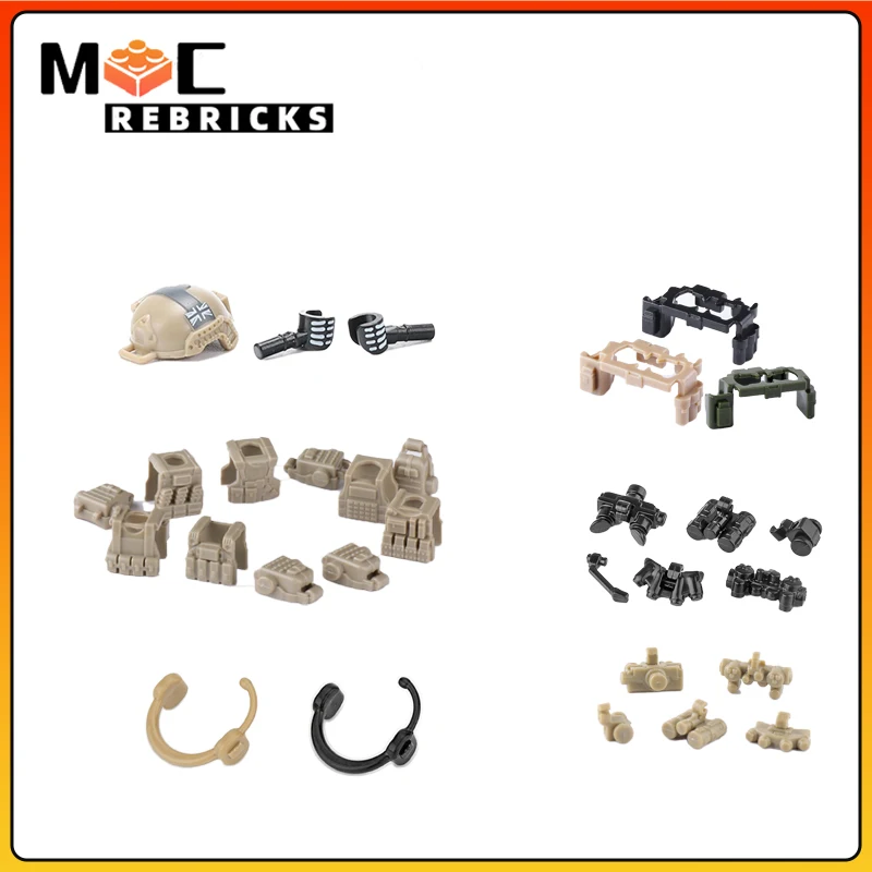 Military Weapon Equipment Vest Helmet Part Bricks Night vision headset accessories assembly toys
Military Weapon Equipment Vest Helmet Part Bricks Night vision headset accessories assembly toys