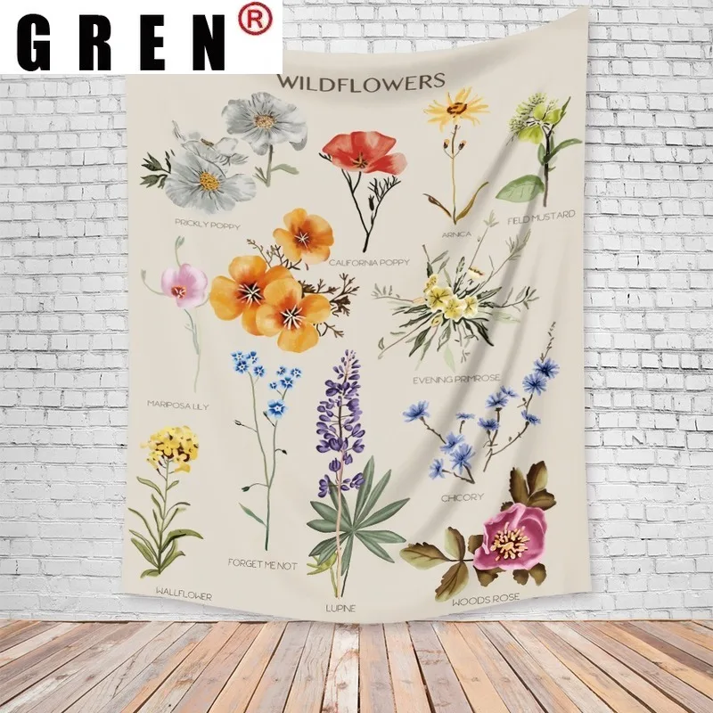 GREN Plant Floral Landscape Flower Tapestry Mural Cloth Background Wall Covering Bedroom Wall Hanging Decorative
GREN Plant Floral Landscape Flower Tapestry Mural Cloth Background Wall Covering Bedroom Wall Hanging Decorative