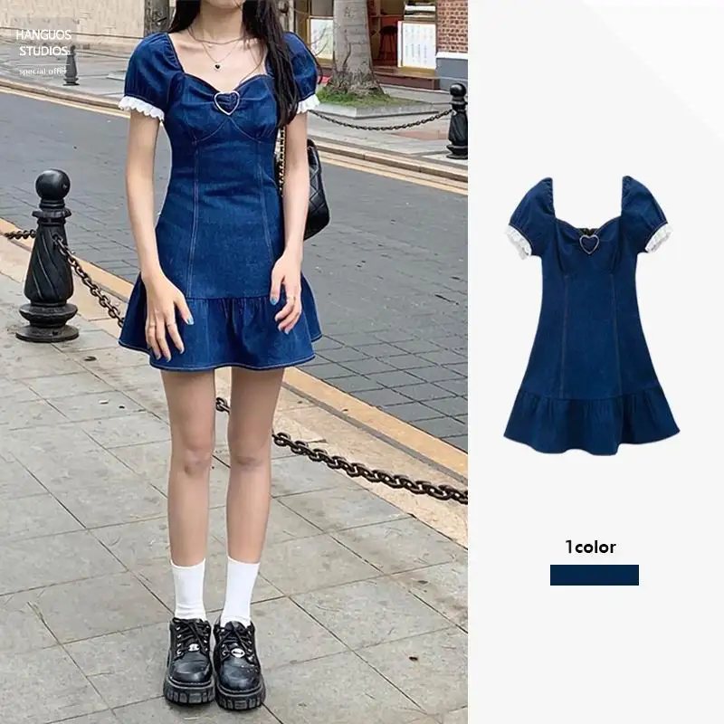 HFJ French Retro Denim Dress Female Summer Small Man Fried Street Light Cooked Style Puff Sleeve A-line Skirt Women's Summer
HFJ French Retro Denim Dress Female Summer Small Man Fried Street Light Cooked Style Puff Sleeve A-line Skirt Women's Summer