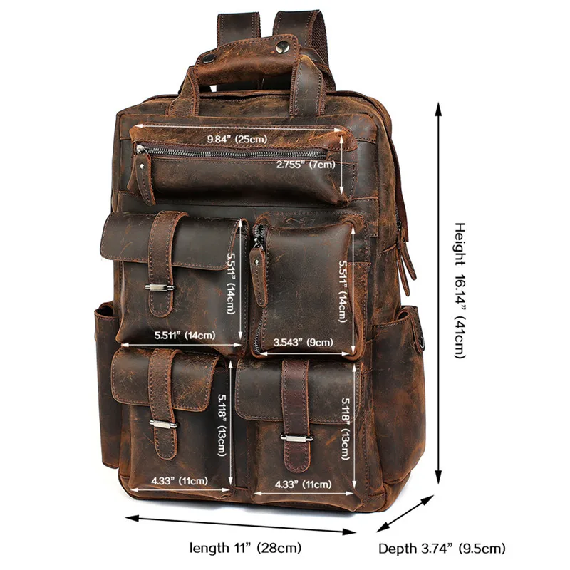 Crazy Horse Leather Men's Backpack 15.6 Inch Laptop Shoulder Bag Male Large Capacity Outdoor Travel Backpacks Retro School Bags
Crazy Horse Leather Men's Backpack 15.6 Inch Laptop Shoulder Bag Male Large Capacity Outdoor Travel Backpacks Retro School Bags