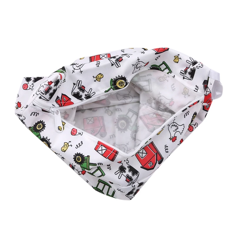 Suqare Shaped Baby Diaper Bags Printed Double Zipper Wet/Dry Waterproof Wet Cloth Diaper Backpack Reusable Diaper Cover WetB