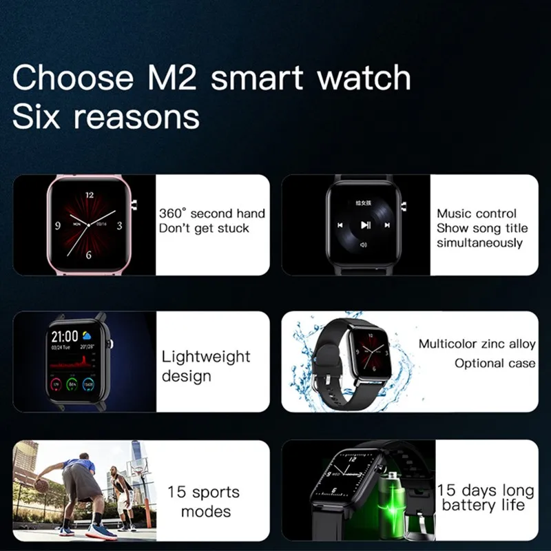 M2 Bluetooth Smart Watch Men Women Fitness Tracker Blood Pressure Heart Rate Monitor Waterproof Sports Bracelet For Xiaomi IOS
M2 Bluetooth Smart Watch Men Women Fitness Tracker Blood Pressure Heart Rate Monitor Waterproof Sports Bracelet For Xiaomi IOS