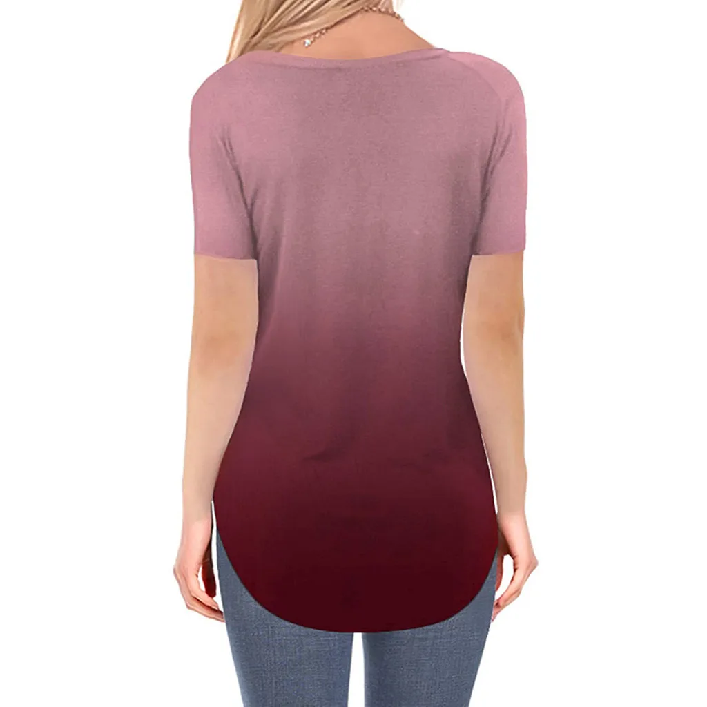 2021 Summer Top T-shirt Womens Short Sleeve V-neck Gradient Colour Loose Casual Tee T-shirt Tops High Quality 55#G
2021 Summer Top T-shirt Womens Short Sleeve V-neck Gradient Colour Loose Casual Tee T-shirt Tops High Quality 55#G