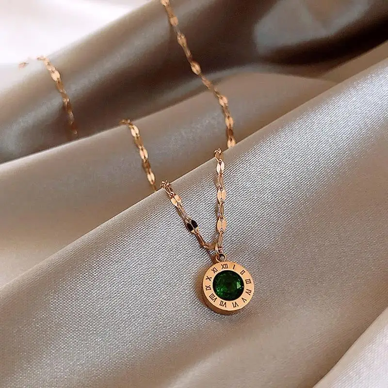 Roman Numeral Necklace Round Inlaid Red Emerald Pendant Temperament Simple Luxury Clavicle Chain Jewelry Letter Fashion Lady
Roman Numeral Necklace Round Inlaid Red Emerald Pendant Temperament Simple Luxury Clavicle Chain Jewelry Letter Fashion Lady
