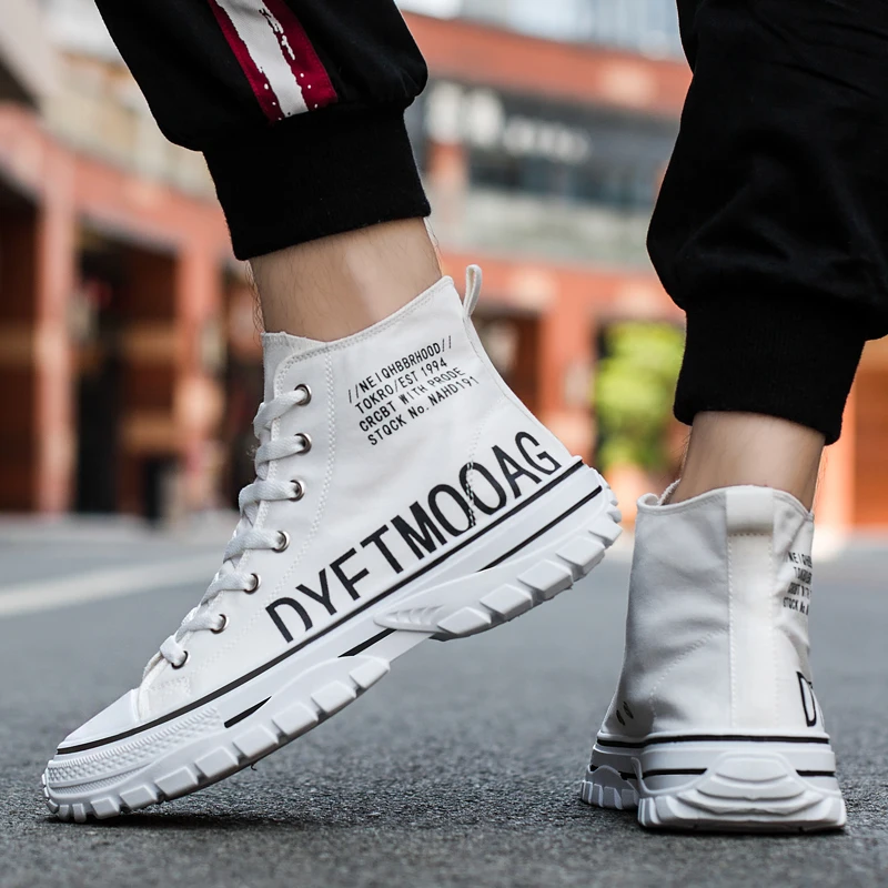 New Yellow Men High Top Canvas Shoes Korean Style Men Chunky Canvas Sneakers Letter Printing Man Fashion Sneakers zapatilla lona 
New Yellow Men High Top Canvas Shoes Korean Style Men Chunky Canvas Sneakers Letter Printing Man Fashion Sneakers zapatilla lona