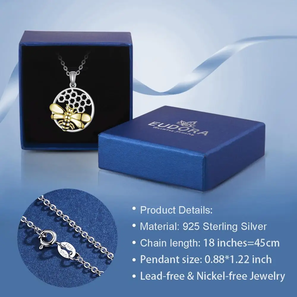 Eudora 925 Sterling Silver Lovely Orange Bee Animal Pendants Insect Necklace Fine Jewelry For Women Girls Ladies Teen D511
Eudora 925 Sterling Silver Lovely Orange Bee Animal Pendants Insect Necklace Fine Jewelry For Women Girls Ladies Teen D511