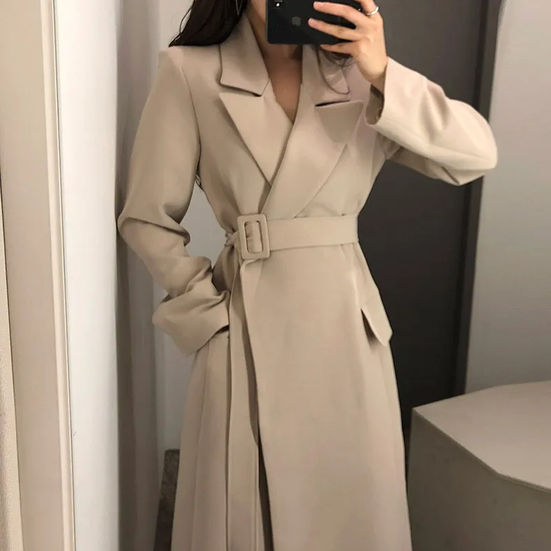 Korean Women Trench Coat Solid Beige Fashion Simple Long Jacket Thicken Roupas Feminina Women's Clothing Party Autumn MM60WFY
Korean Women Trench Coat Solid Beige Fashion Simple Long Jacket Thicken Roupas Feminina Women's Clothing Party Autumn MM60WFY