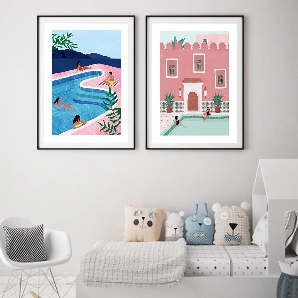 Marroco Travel Poster Swimming Pool Lady Canvas Painting Nordic Summer Art Print Modern Wall Picture For Living Room Home Decor
Marroco Travel Poster Swimming Pool Lady Canvas Painting Nordic Summer Art Print Modern Wall Picture For Living Room Home Decor