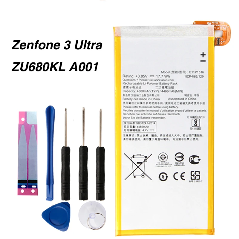 Original High Capacity C11P1516 Battery For ASUS Zenfone 3 Ultra ZU680KL A001 6.8" Tablet Battery 4600mAh
Original High Capacity C11P1516 Battery For ASUS Zenfone 3 Ultra ZU680KL A001 6.8" Tablet Battery 4600mAh